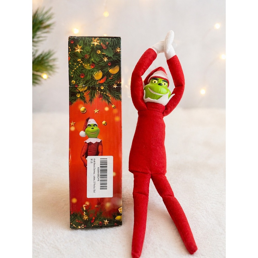 Grinch Christmas Elf Doll 13 inch Poseable‎ Plush Holiday Decoration with Box